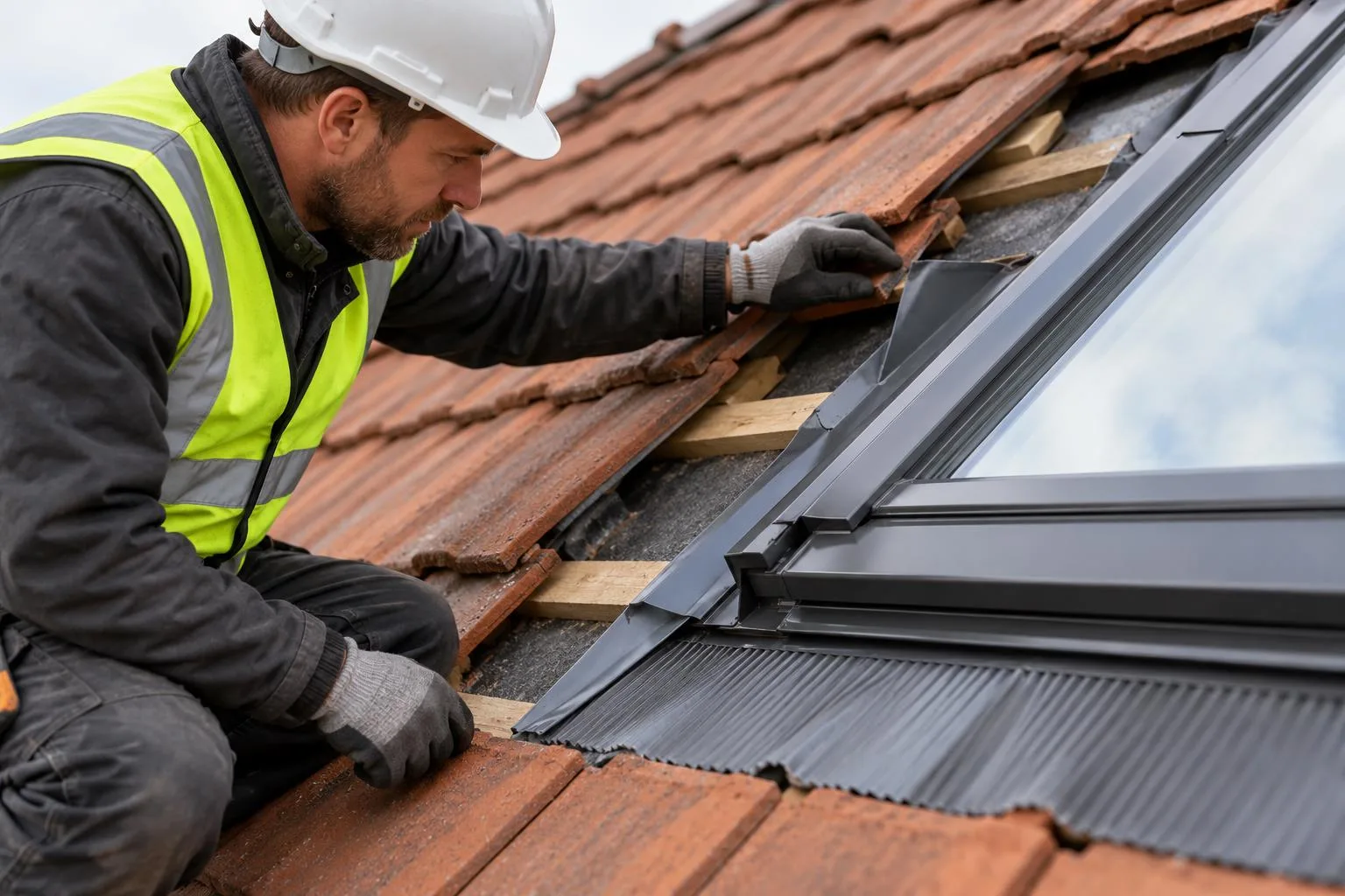 Prüfung eines Dachfensteranschlusses durch einen Fachmann